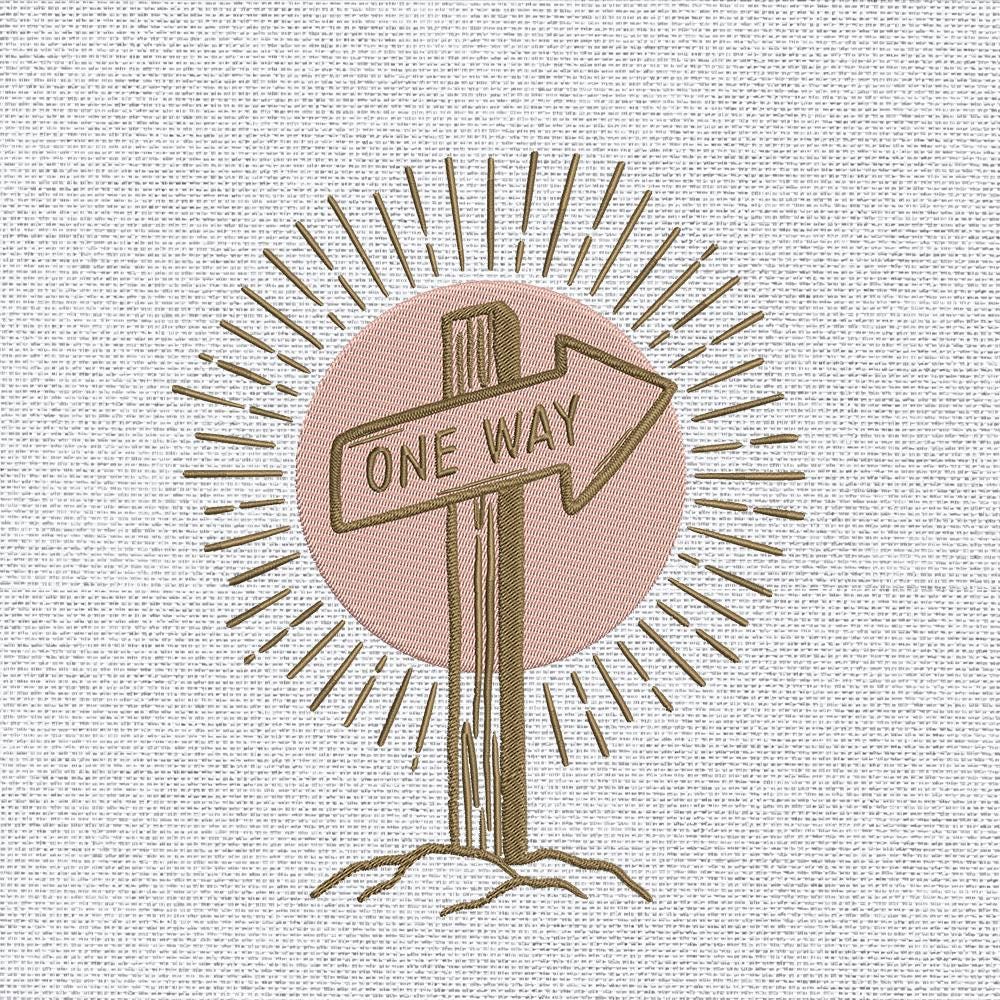 One Way God Sign Embroidery Pattern PES DST JEF VP3 - ThredViora