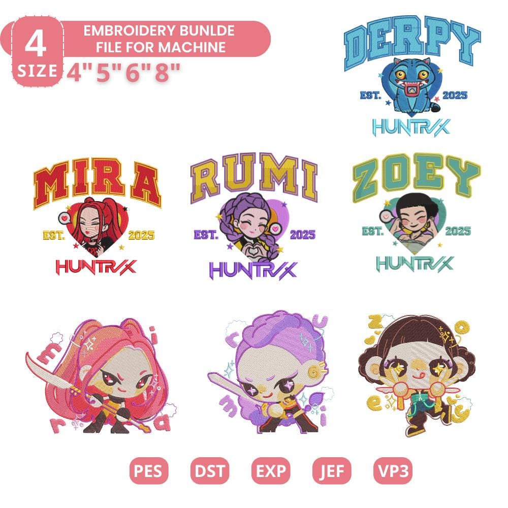 Kpop Demon Hunters Embroidery Design Bundle