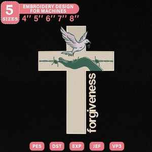 Dove & Cross Embroidery Pattern - PES, DST, EXP, JEF, VP3 - ThredViora