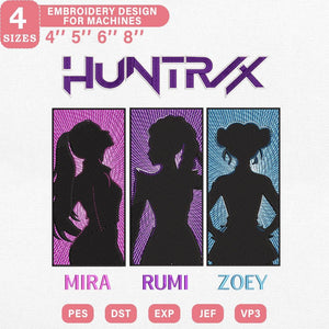 Huntrix Girl Trio Embroidery Pattern Design