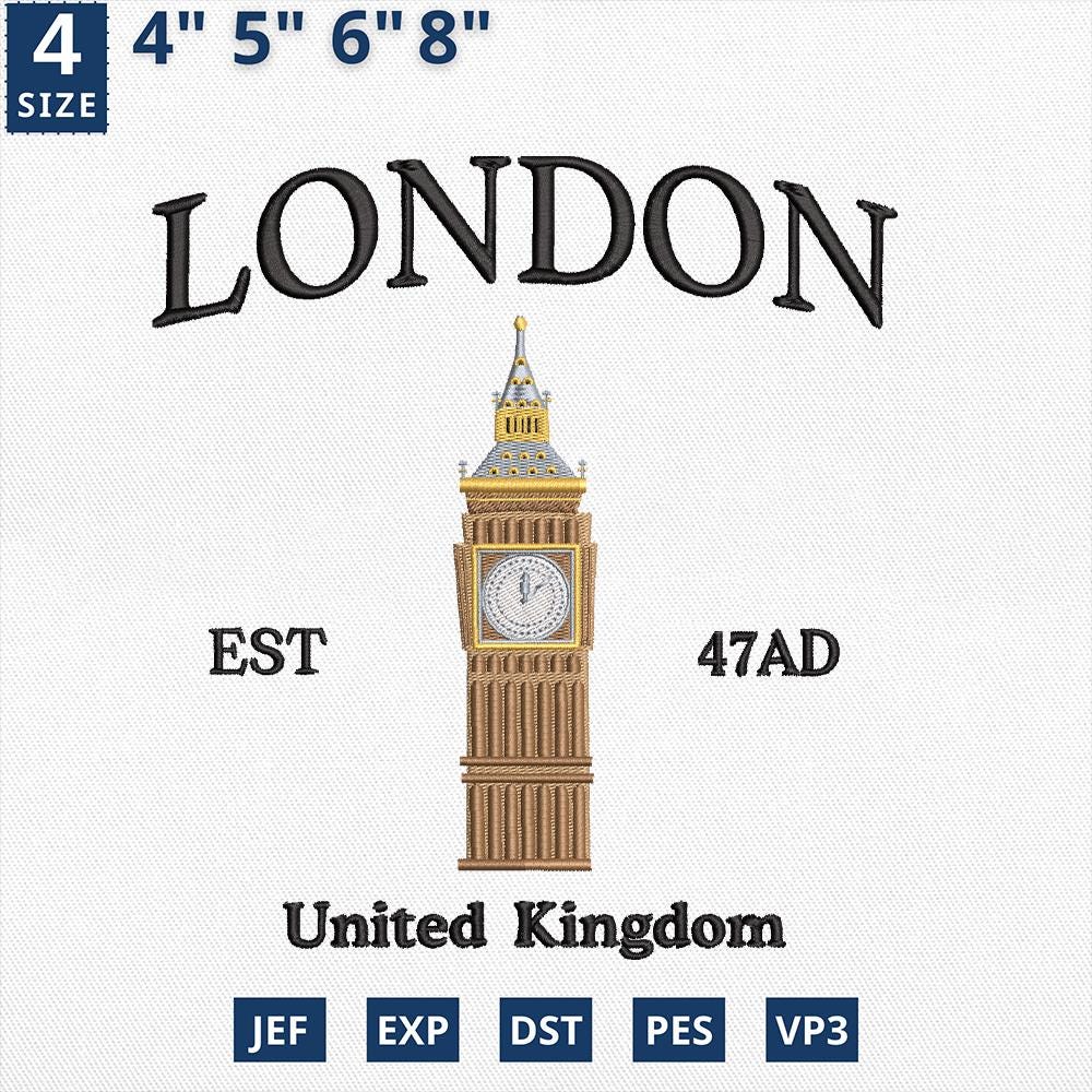 London Landmark Embroidery Design Big Ben UK