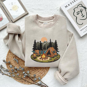 Camping Scene Embroidery Design Family Adventure Summer