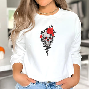 Floral Skull Embroidery Design Halloween Skeleton Spooky