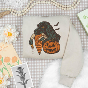 Halloween Dog Embroidery Design Duck Hunting Spooky