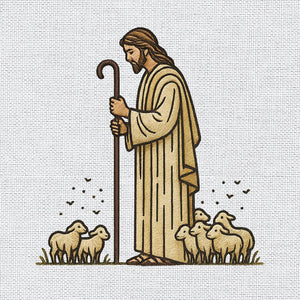 God with Sheep Embroidery Pattern - PES DST EXP JEF VP3 - ThredViora