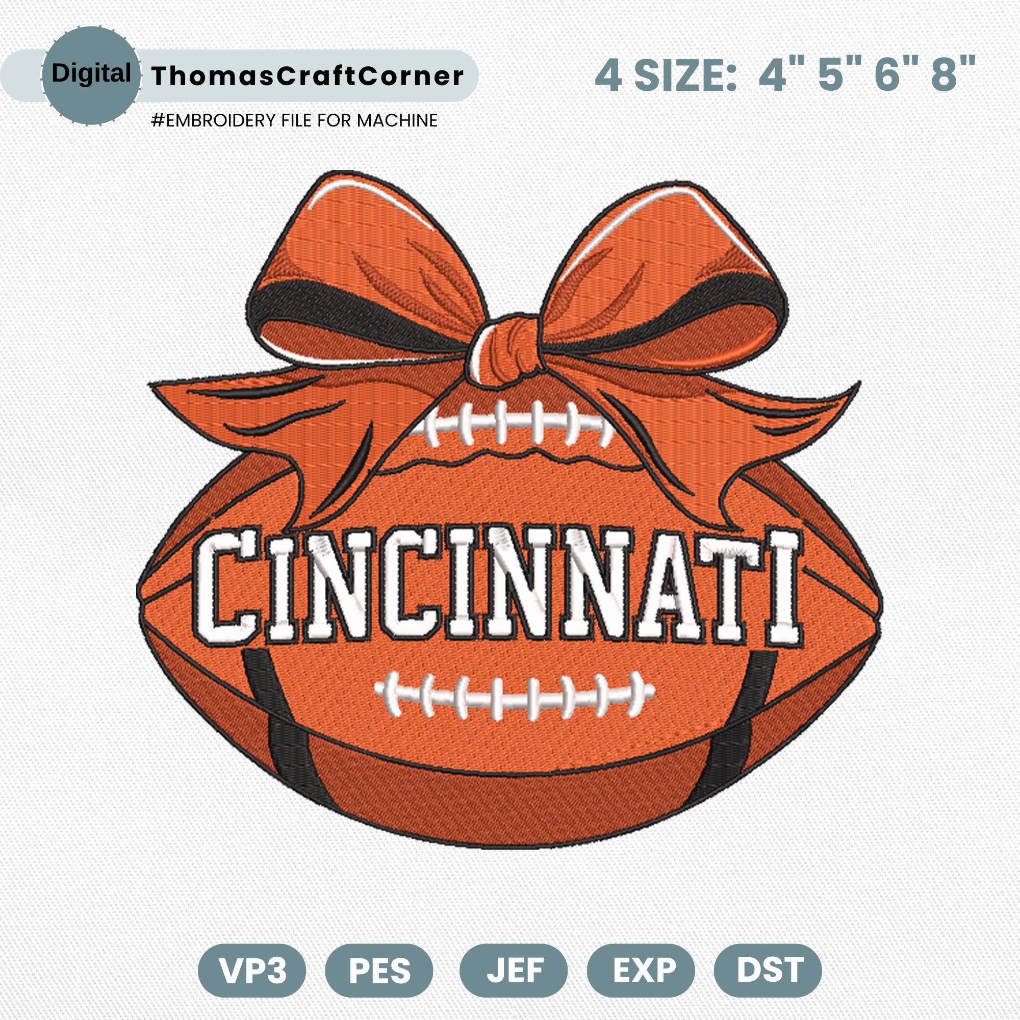 Cincinnati Football Embroidery Design Sports Logo Machine File
