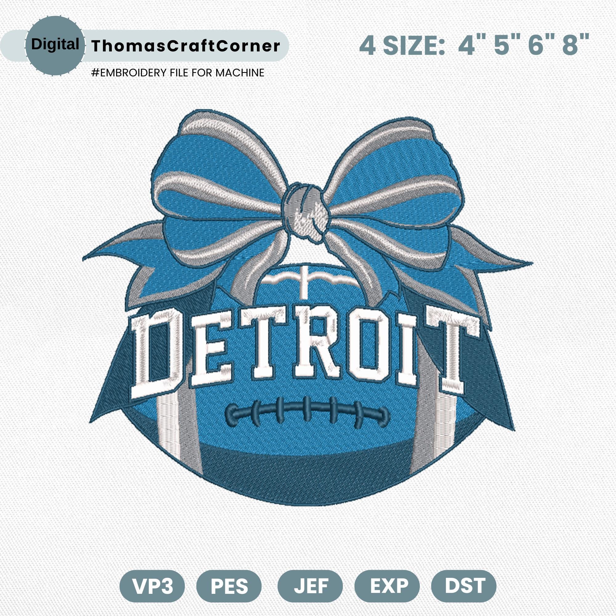 Detroit Football Embroidery Design Sports Logo Machine File