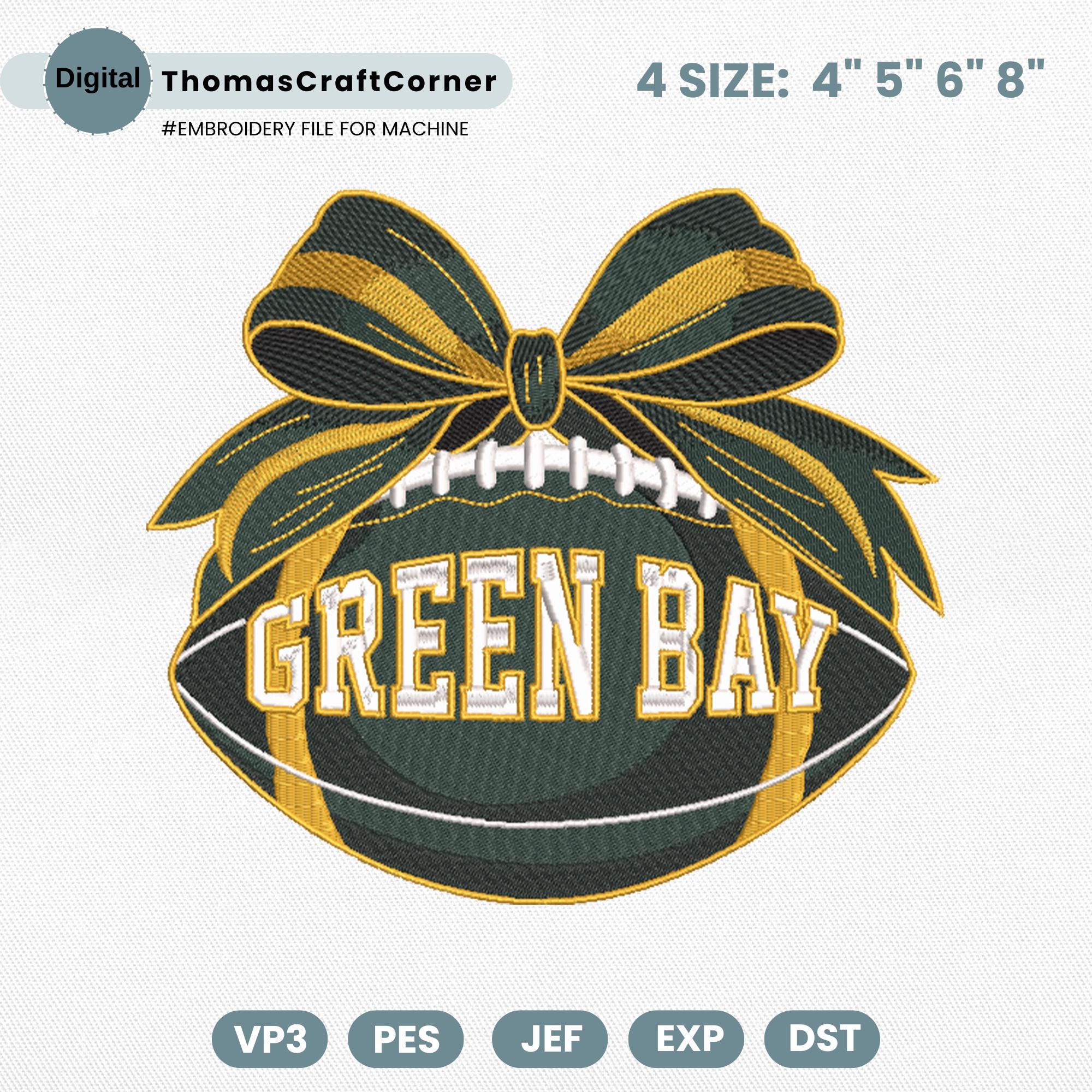 Green Bay Football Embroidery Design Sports Logo Machine File