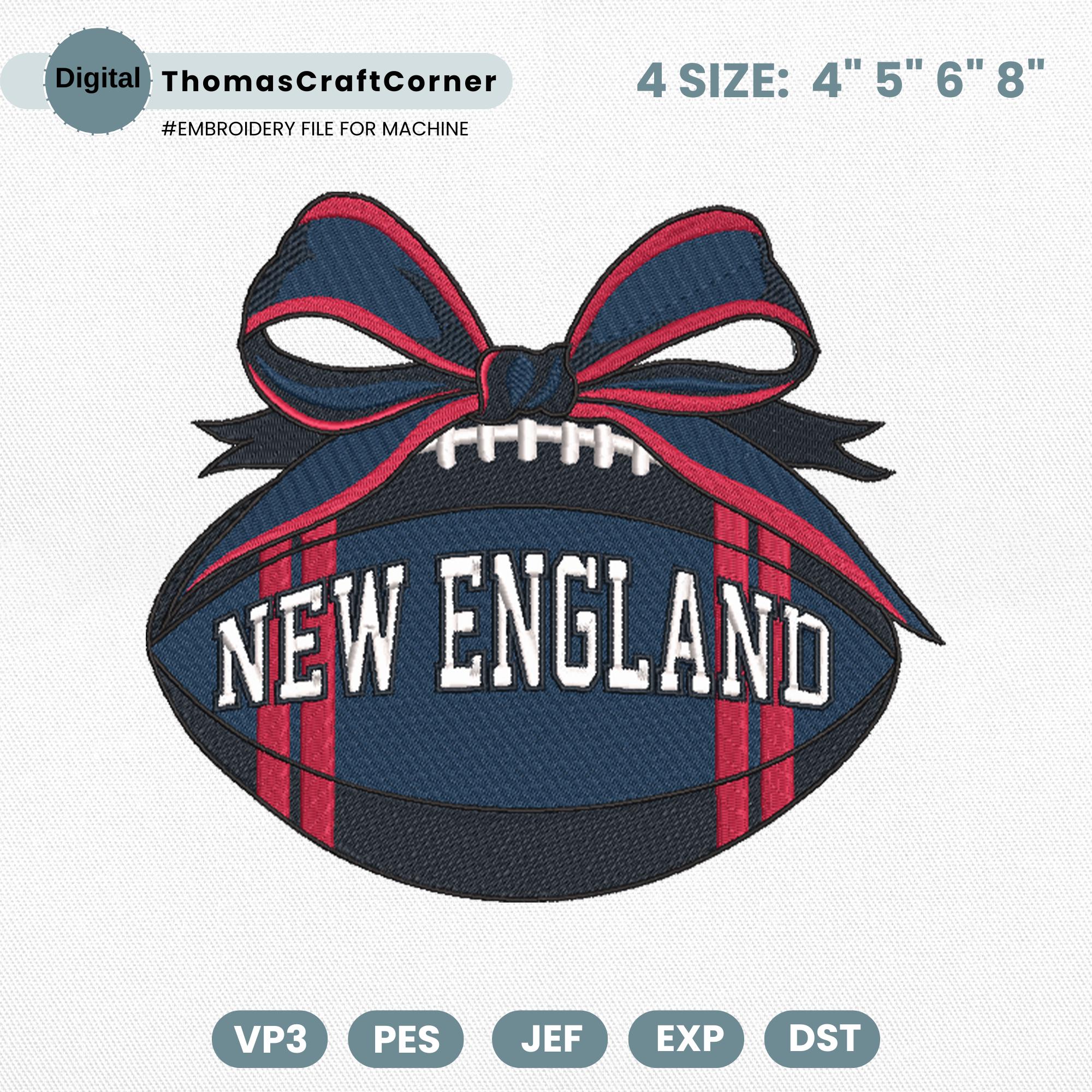 New England Football Embroidery Design Sports Logo Machine File
