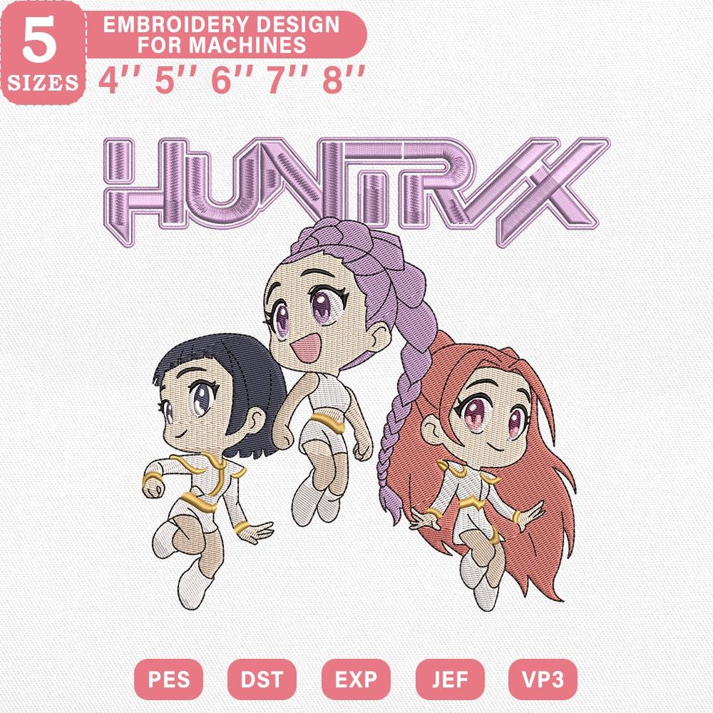 Huntrix Trio Chibi Embroidery Pattern Design