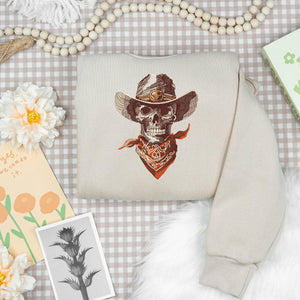 Cowboy Skull Embroidery Design Halloween Skeleton