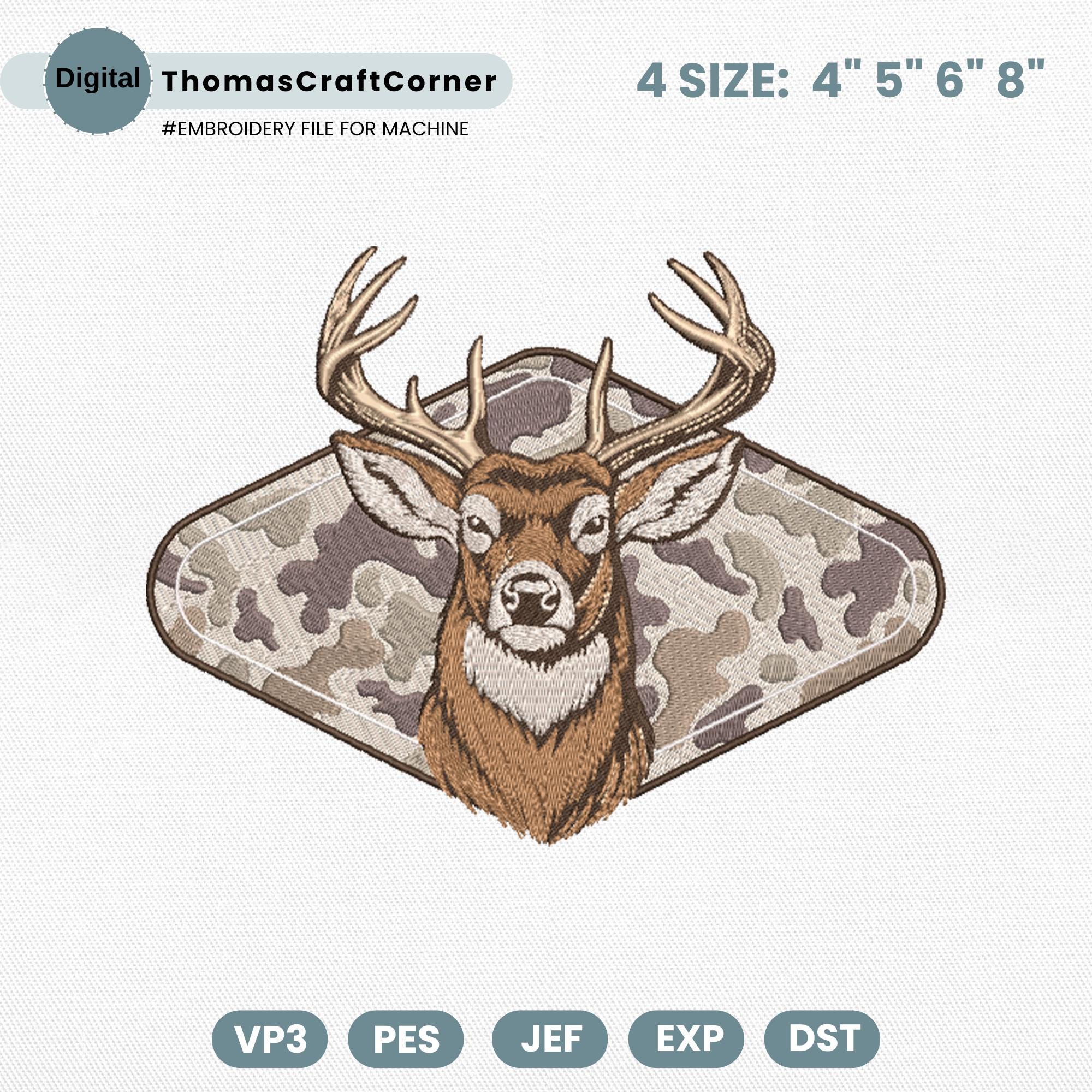 Deer Camo Hunting Embroidery Design Pattern