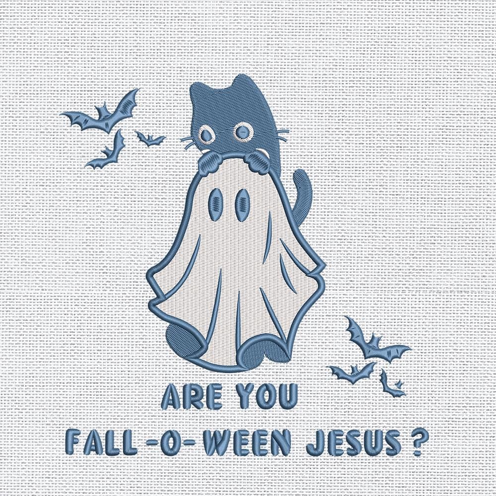 Cute Cat Ghost Embroidery Design - PES DST EXP JEF VP3 - ThredViora