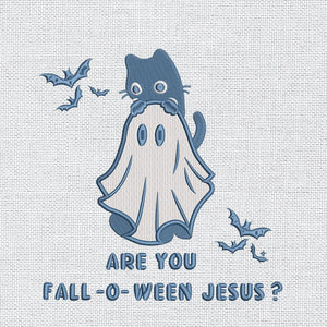 Cute Cat Ghost Embroidery Design - PES DST EXP JEF VP3 - ThredViora