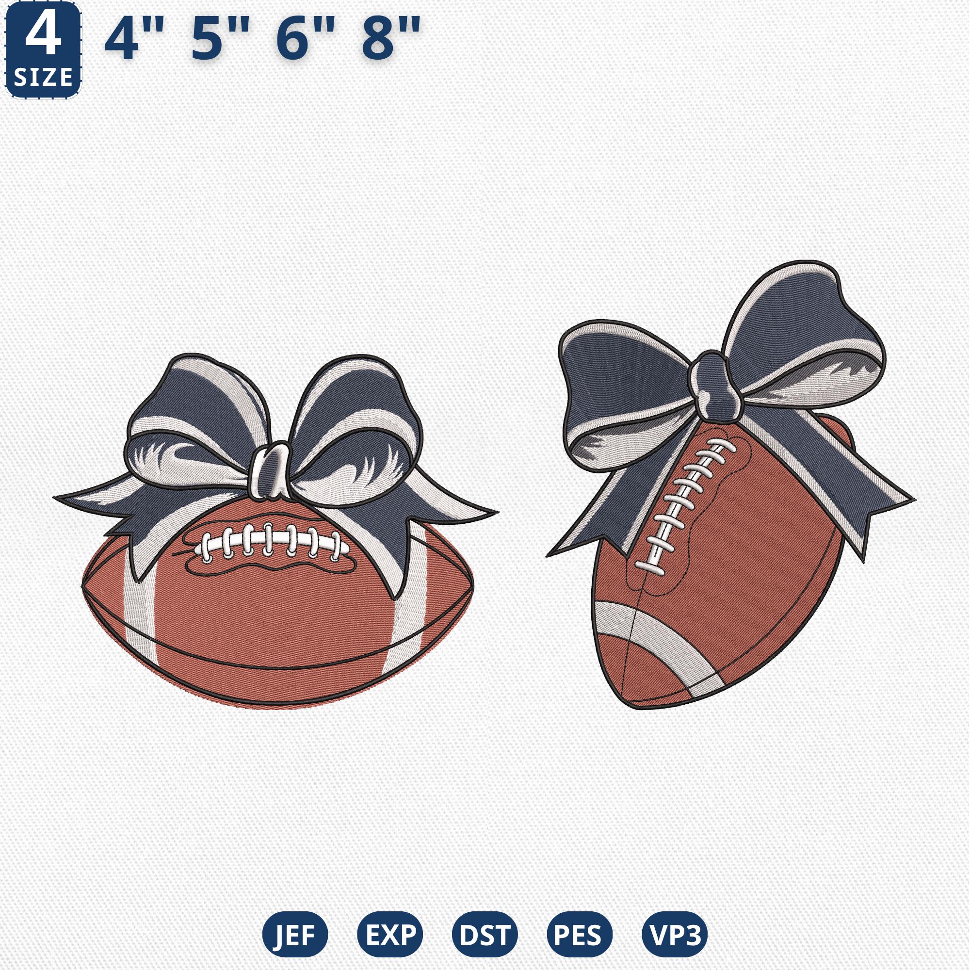 Football Coquette Bow Embroidery Design Game Day