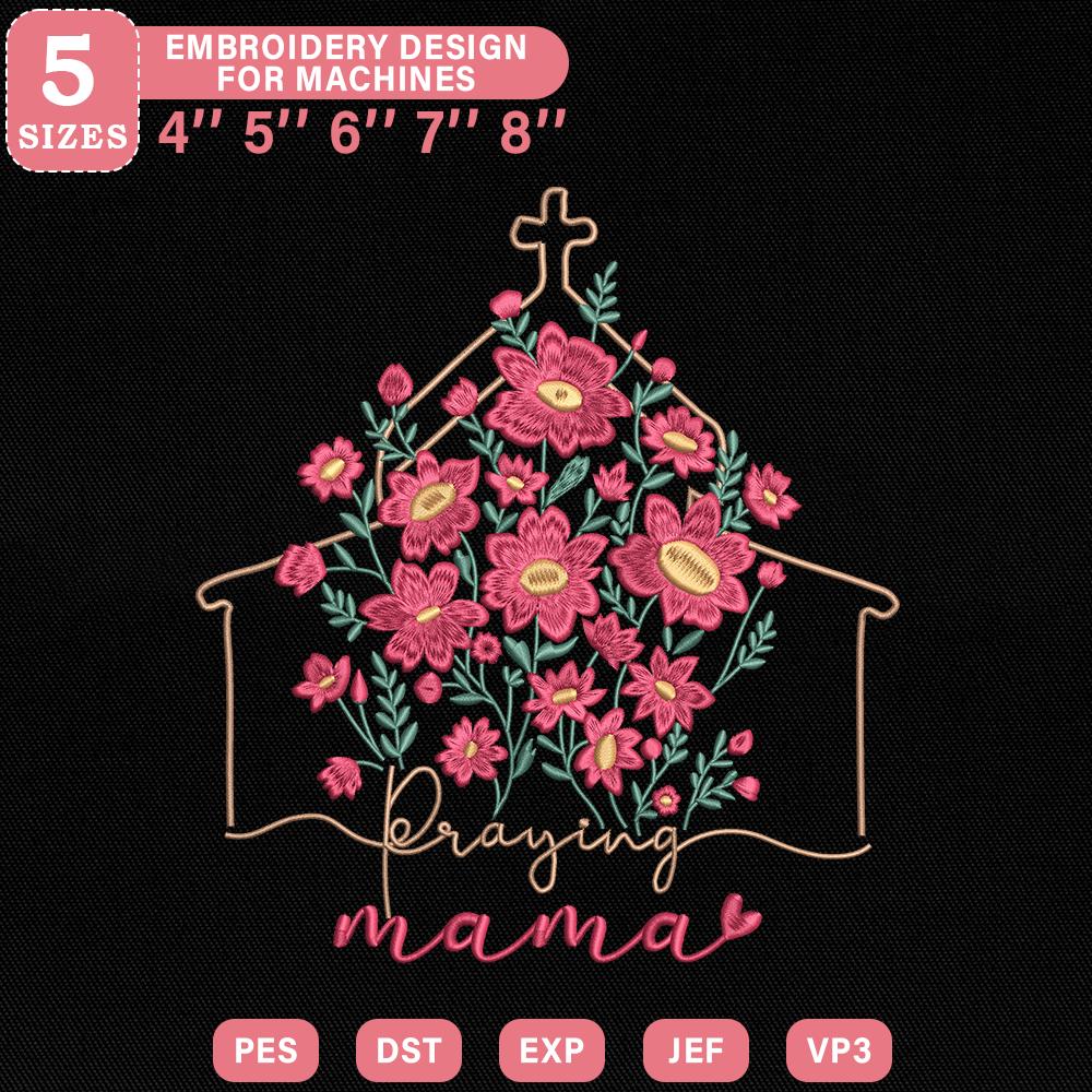 Praying Mama Christian Embroidery Design - PES DST EXP JEF VP3 - ThredViora