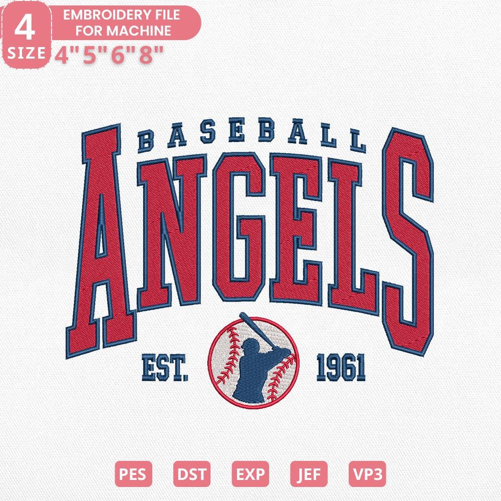 Vintage Anaheim Baseball Embroidery Design - PES DST JEF EXP VP3 File - ThredViora