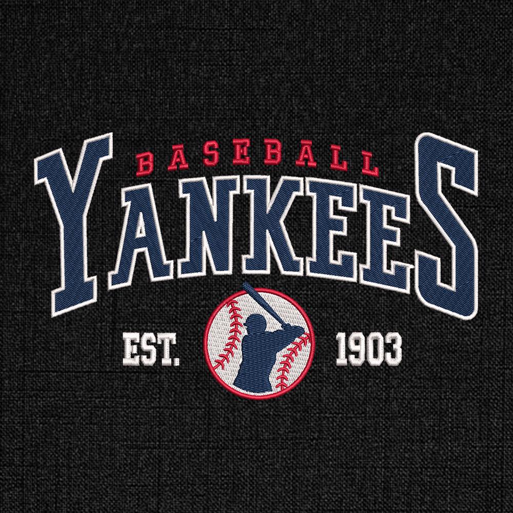 Vintage New York Baseball Team Embroidery Design,Retro Yankees Baseball Machine Embroidery File Instant Download,4 Sizes,Pes Dst Jef Exp Vp3