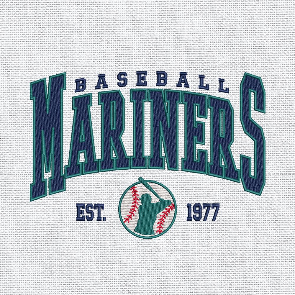Vintage Seattle Baseball Team Embroidery Design, Retro Sports Team Machine Embroidery File Instant Download, 4 Sizes, Pes Dst Jef Exp Vp3