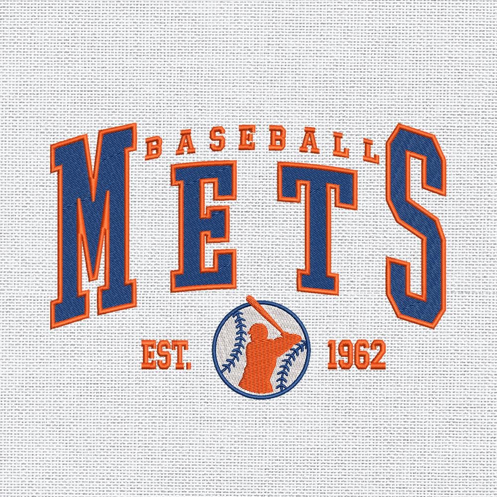 Vintage New York Baseball Team Embroidery Design, Retro Mets Baseball Machine Embroidery File Instant Download, 4 Sizes, Pes Dst Jef Exp Vp3
