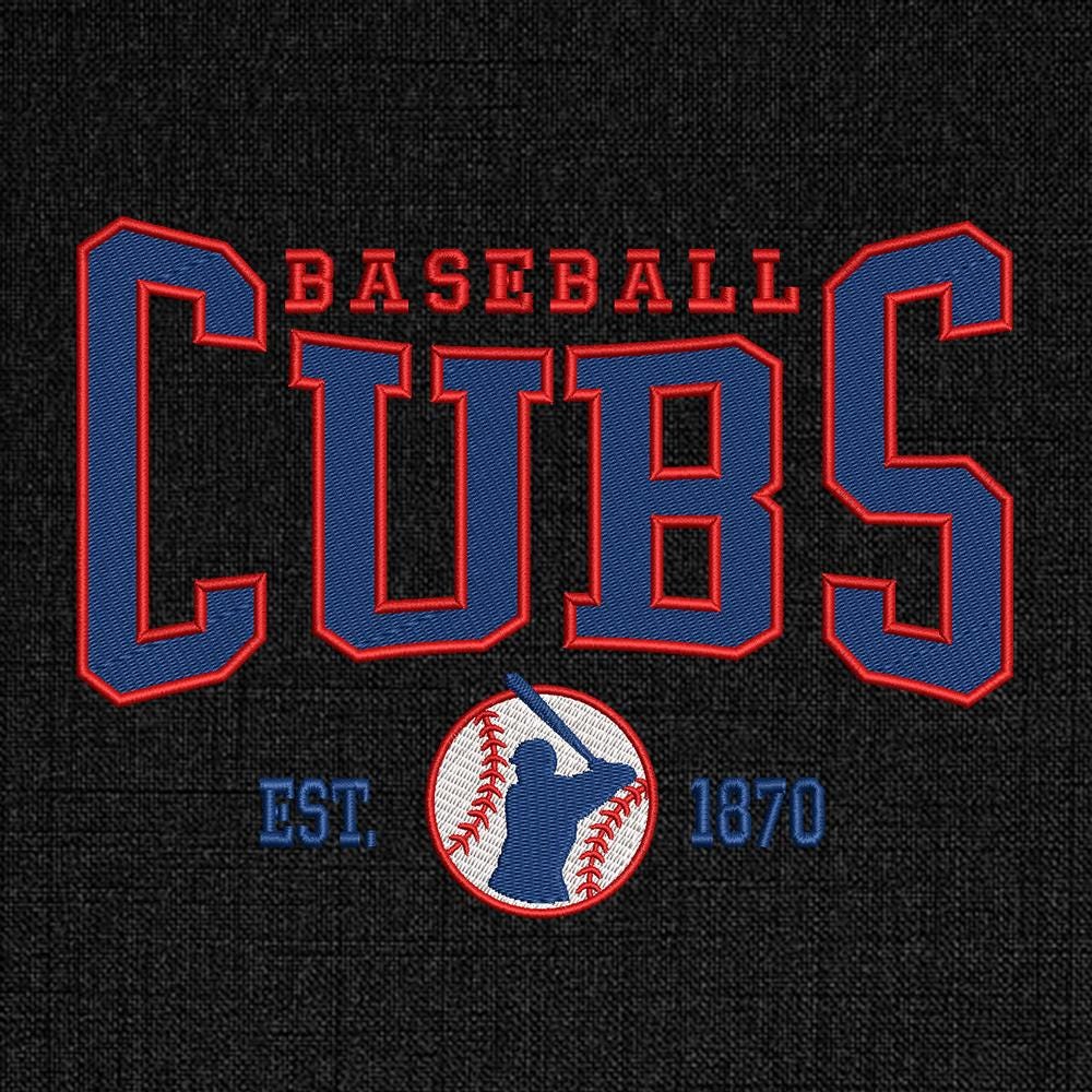 Vintage Chicago Cubs Embroidery Design - Instant Download PES DST JEF EXP VP3 - ThredViora