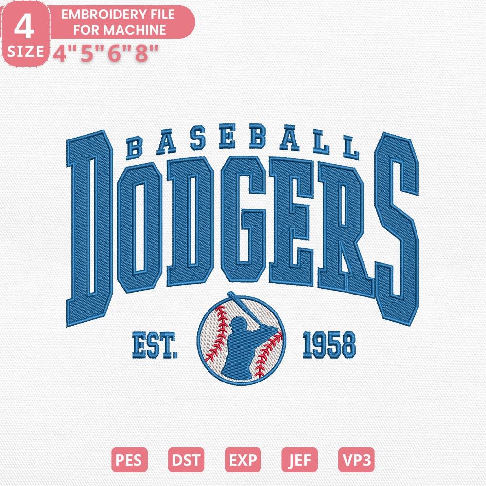 Vintage Los Angeles Baseball Embroidery Design - PES DST JEF EXP VP3 - ThredViora