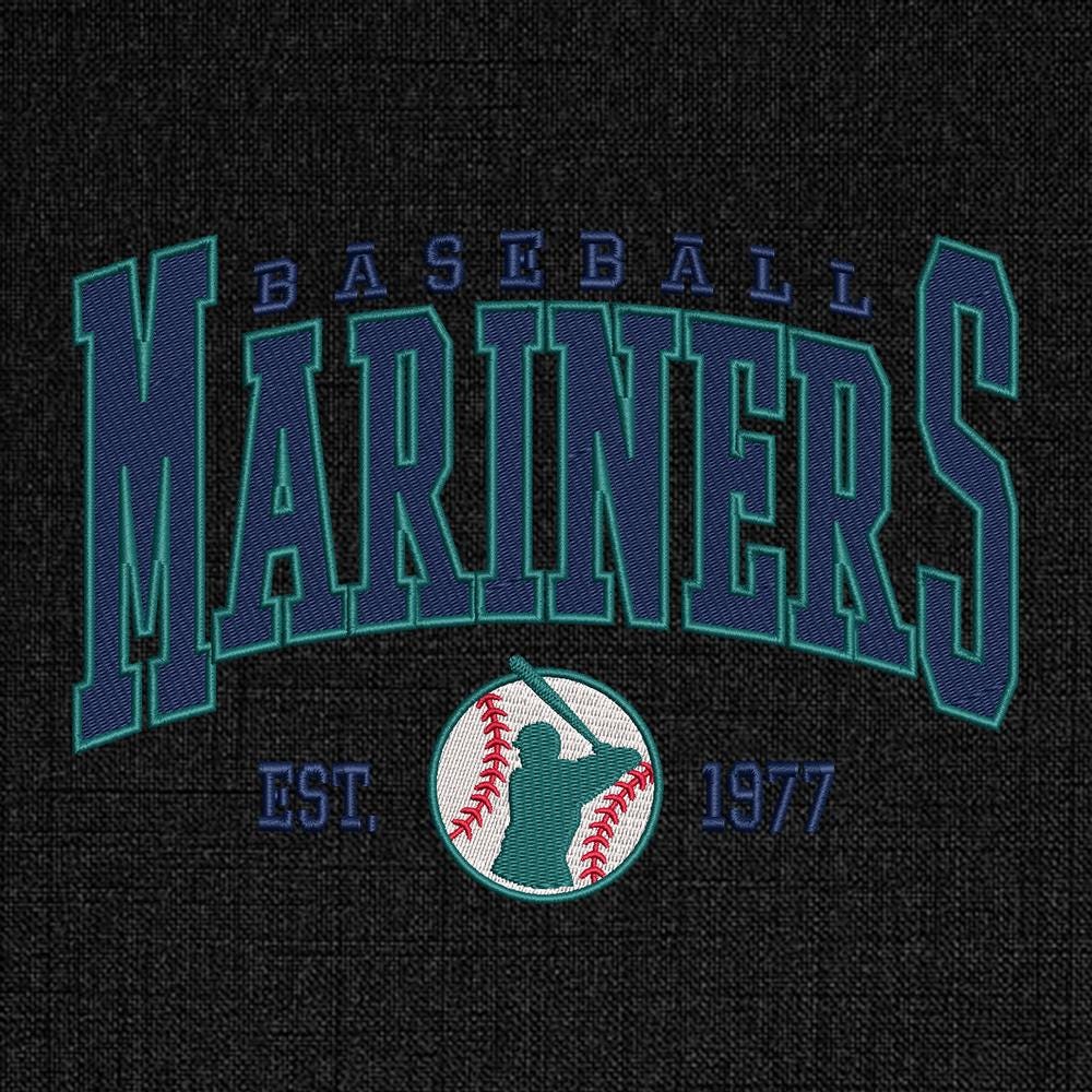 Vintage Seattle Baseball Embroidery Design - PES DST JEF EXP VP3 Files - ThredViora