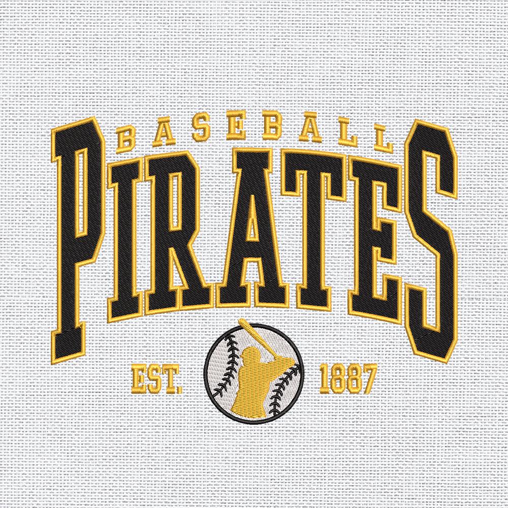 Vintage Pittsburgh Baseball Team Embroidery Design, Retro Sports Team Machine Embroidery File Instant Download, 4 Sizes, Pes Dst Jef Exp Vp3
