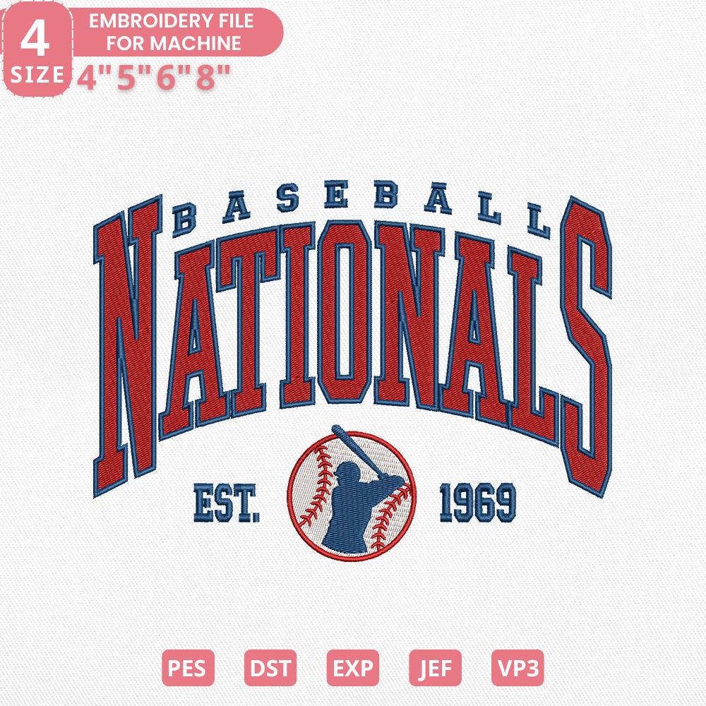 Vintage Washington Baseball Team Embroidery Design, Retro Sports Team Machine Embroidery File Instant Download, 4 Sizes, Pes Dst Jef Exp Vp3