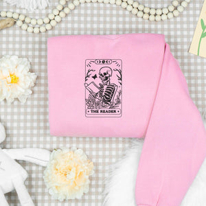 Reader Tarot Embroidery Design Skeleton Bookish Stitch