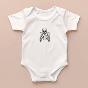 Embroidery Design Skeleton Reading Bookish Tarot Stitch