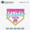 Baseball Sister Embroidery Design Game Day Mom