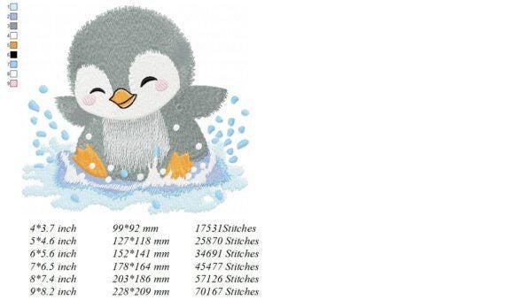 Penguin Embroidery Design Instant Download File