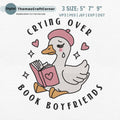 Crying Over Book Boyfriends Goose Embroidery Design, Trendy Cute Goose Machine Embroidery File, Retro Groovy File, Fictional Boyfriend