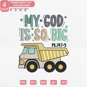 My God Is So Big Embroidery Pattern PES DST JEF - ThredViora