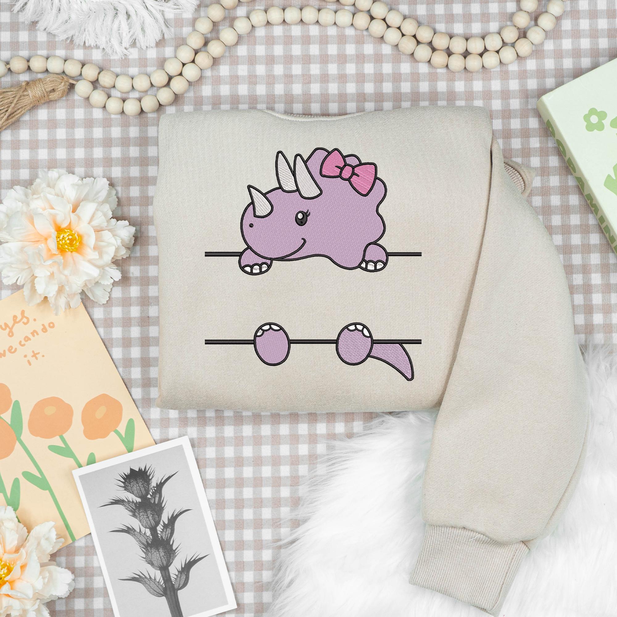 Horned Dinosaur Embroidery Design Name Frame Safari Animal