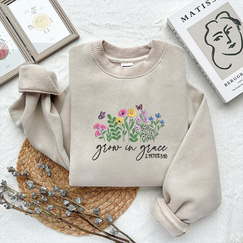 Grow In Grace Embroidery Pattern PES DST JEF Bible Verse - ThredViora