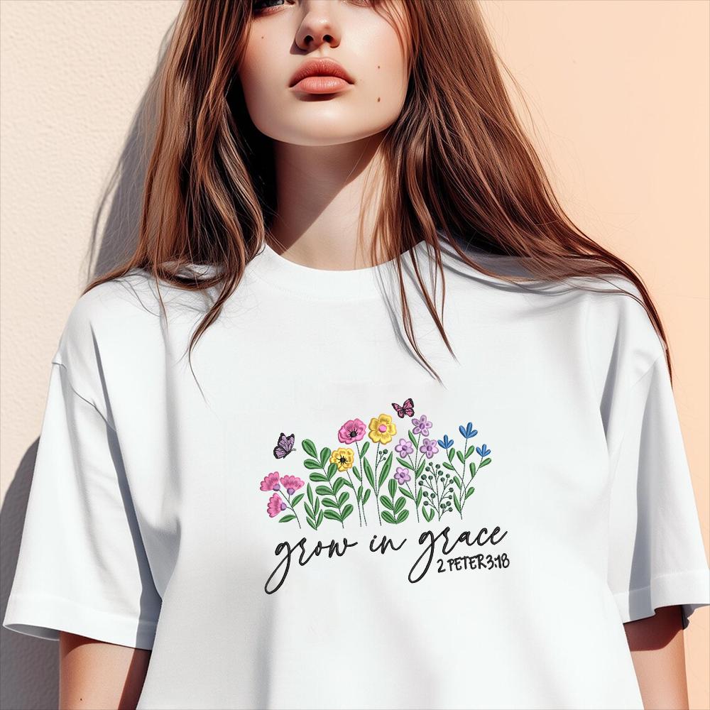 Grow In Grace Embroidery Pattern PES DST JEF Bible Verse - ThredViora
