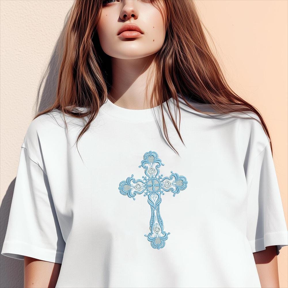 Christian Cross Embroidery Pattern - PES, DST, JEF, EXP, VP3 - ThredViora