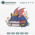 Dragons Books Embroidery Design Fantasy Reading