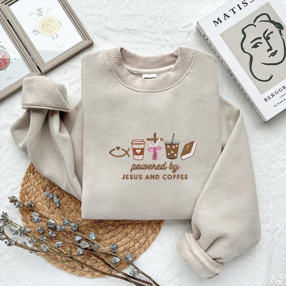 Jesus & Coffee Embroidery Design - PES, DST, JEF, EXP Files - ThredViora