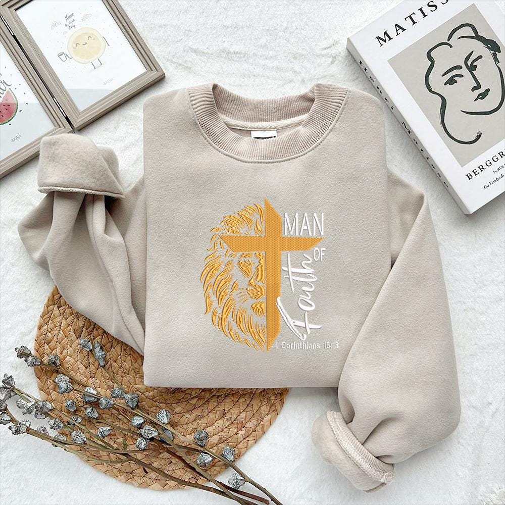 Man of Faith Embroidery Pattern - Bible Verse Cross PES DST JEF - ThredViora