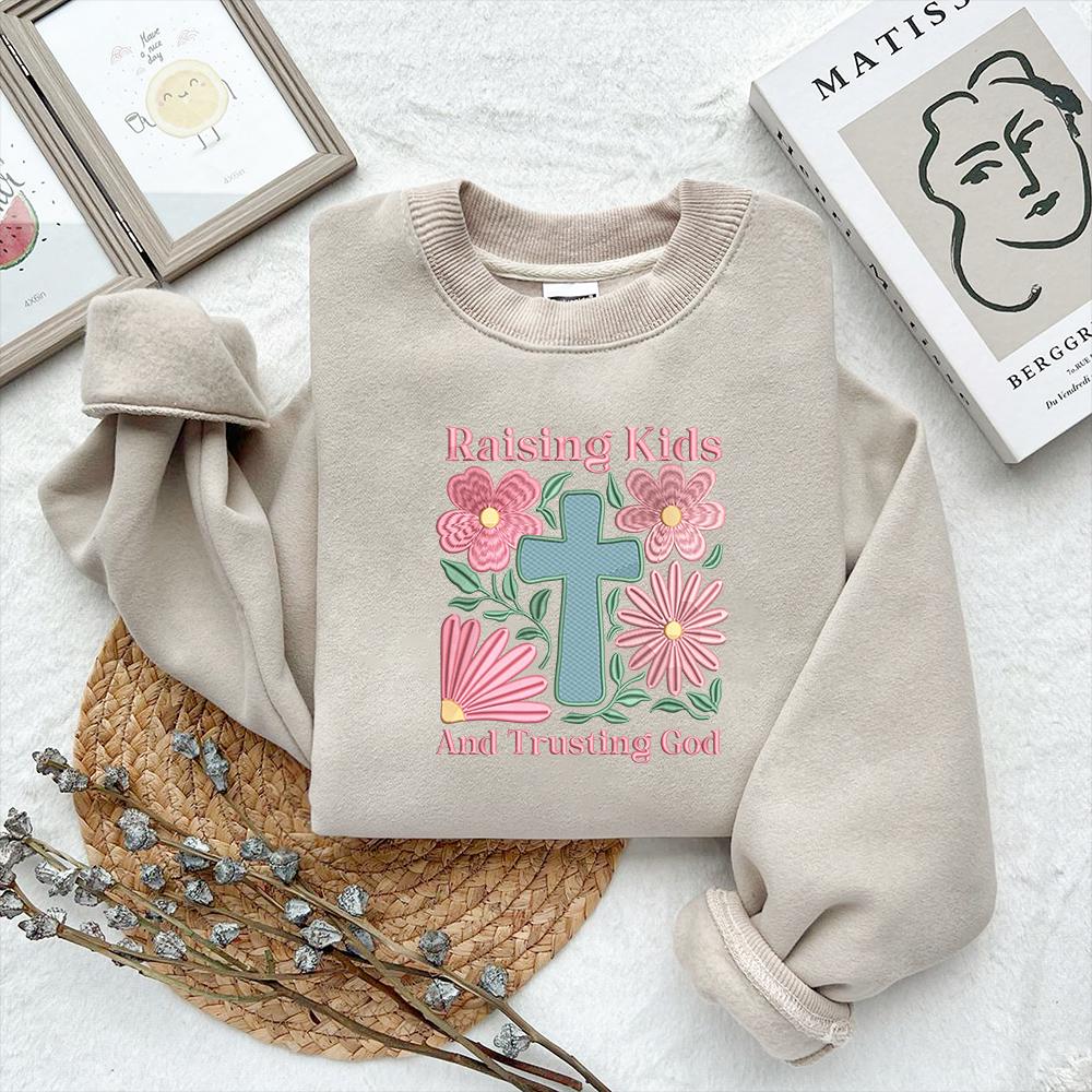 Christian Family Floral Cross Embroidery Pattern PES DST - ThredViora
