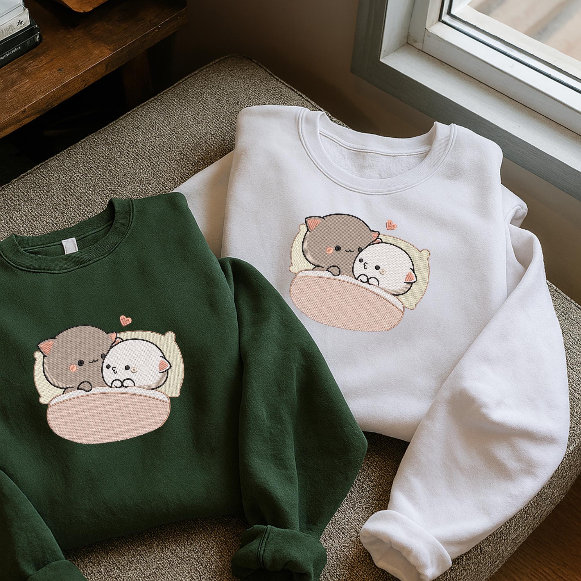 Kawaii Cat Couple Embroidery Design Machine File