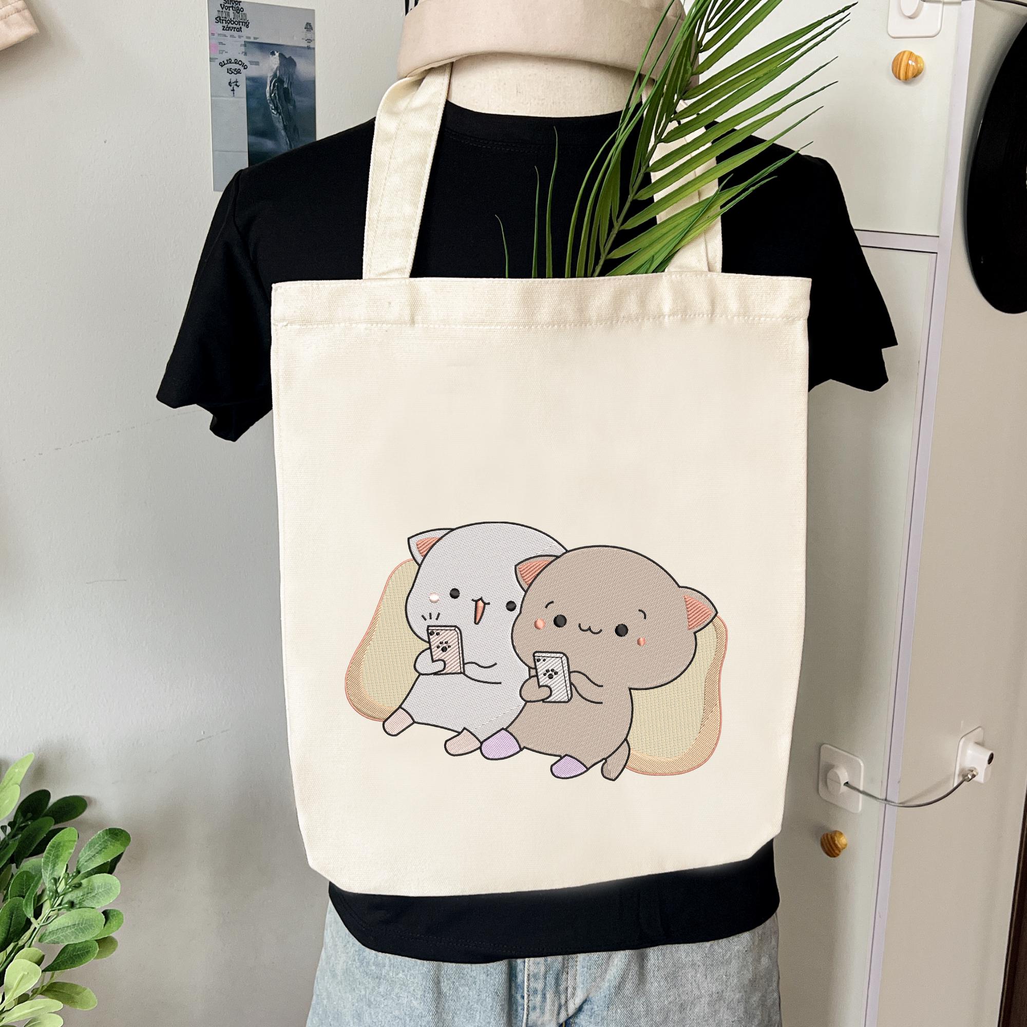 Kawaii Cat Couple Embroidery Design Pattern