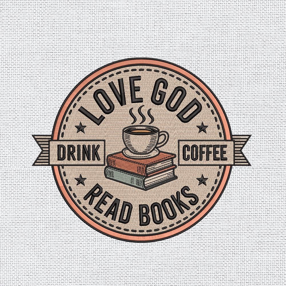 Love God Books Embroidery Pattern - PES, DST, JEF Files - ThredViora
