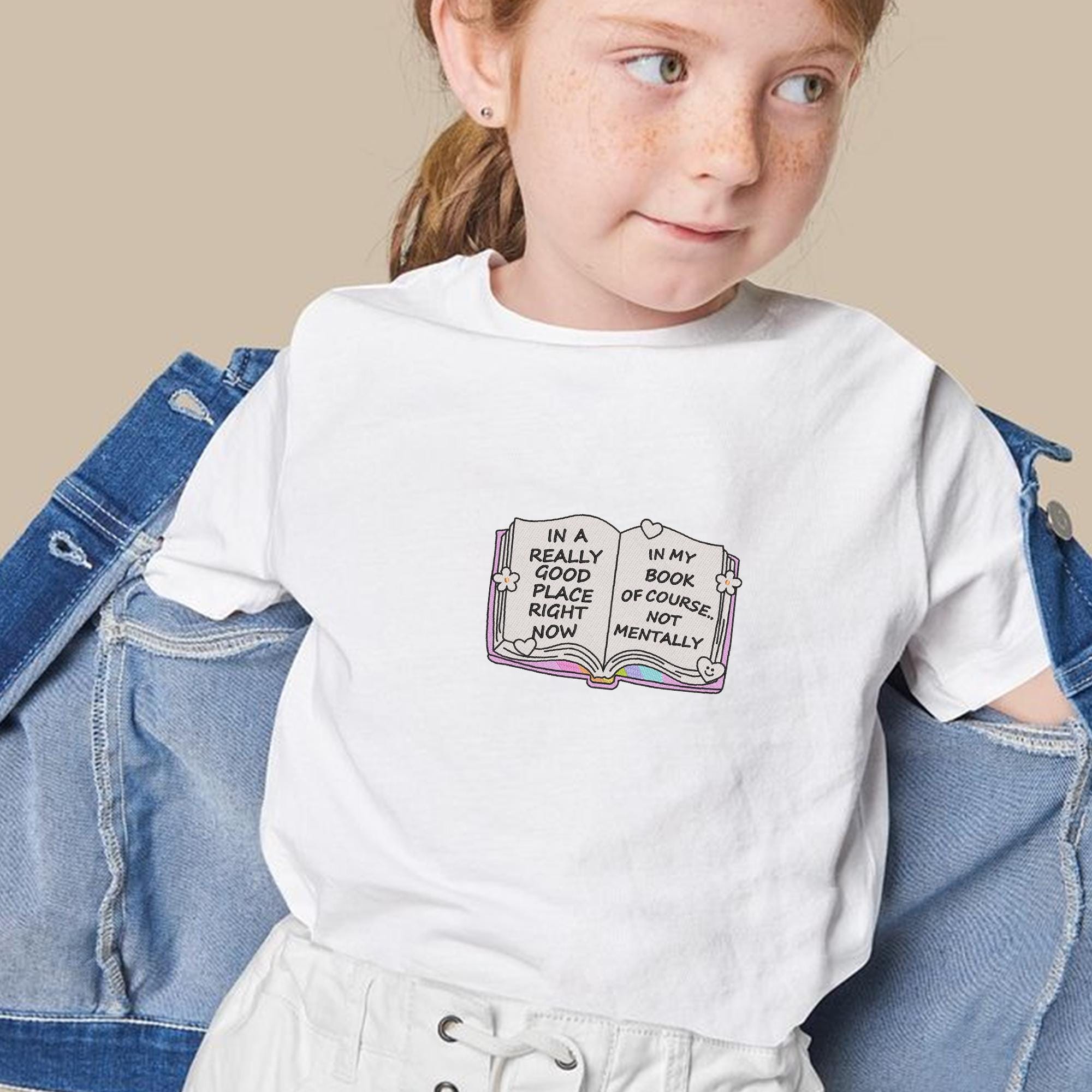In a Really Good Place Right Now Embroidery Design, Funny Book Lover Quote Machine Embroidery File, Bookworm Humor Embroidery Design