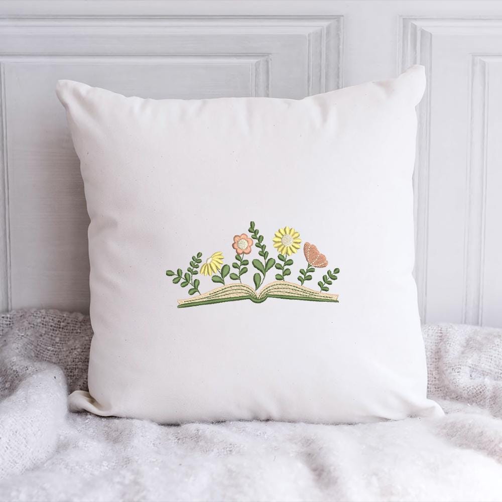 Floral Book Embroidery Pattern Instant Download