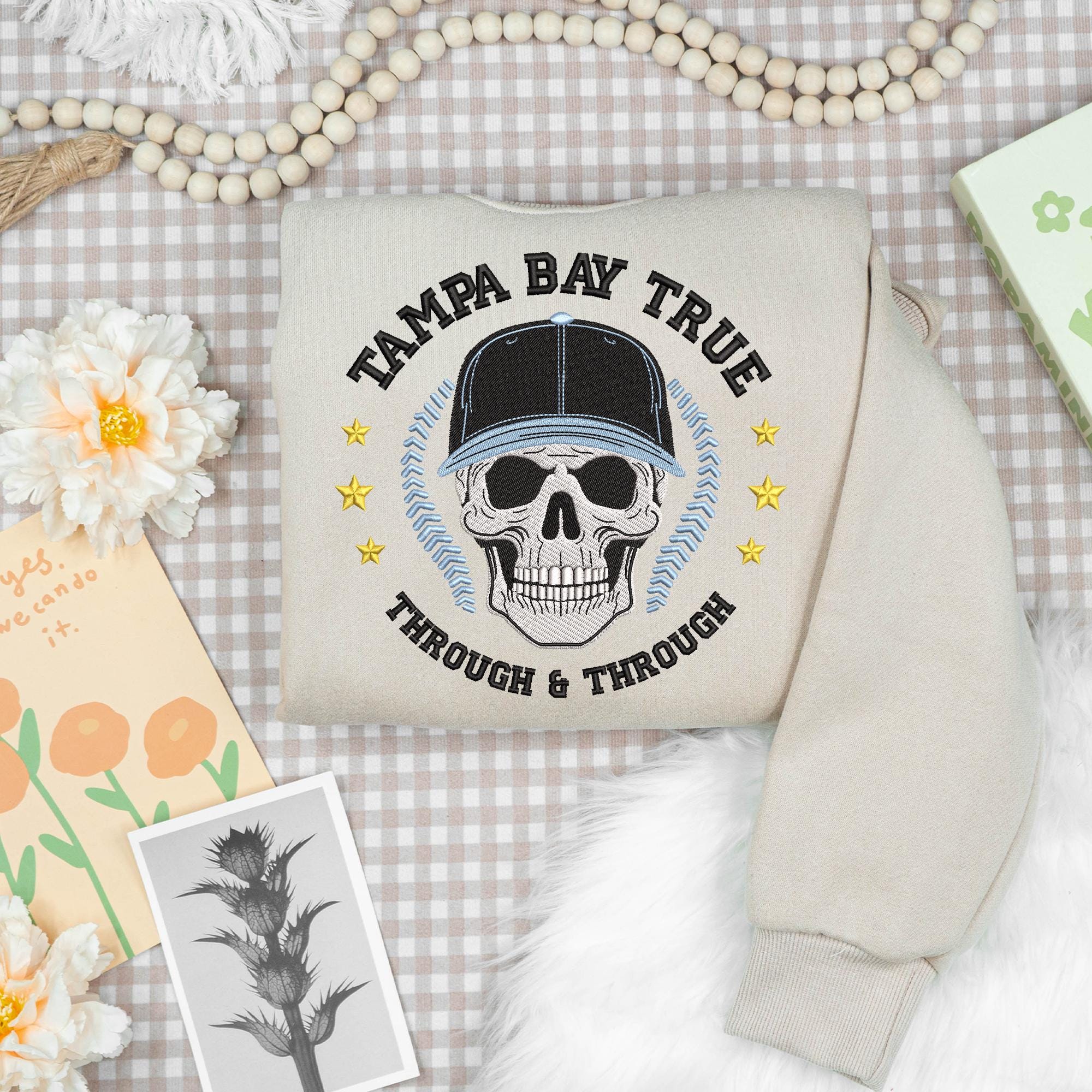 Tampa Bay Baseball Embroidery Design Skull Machine