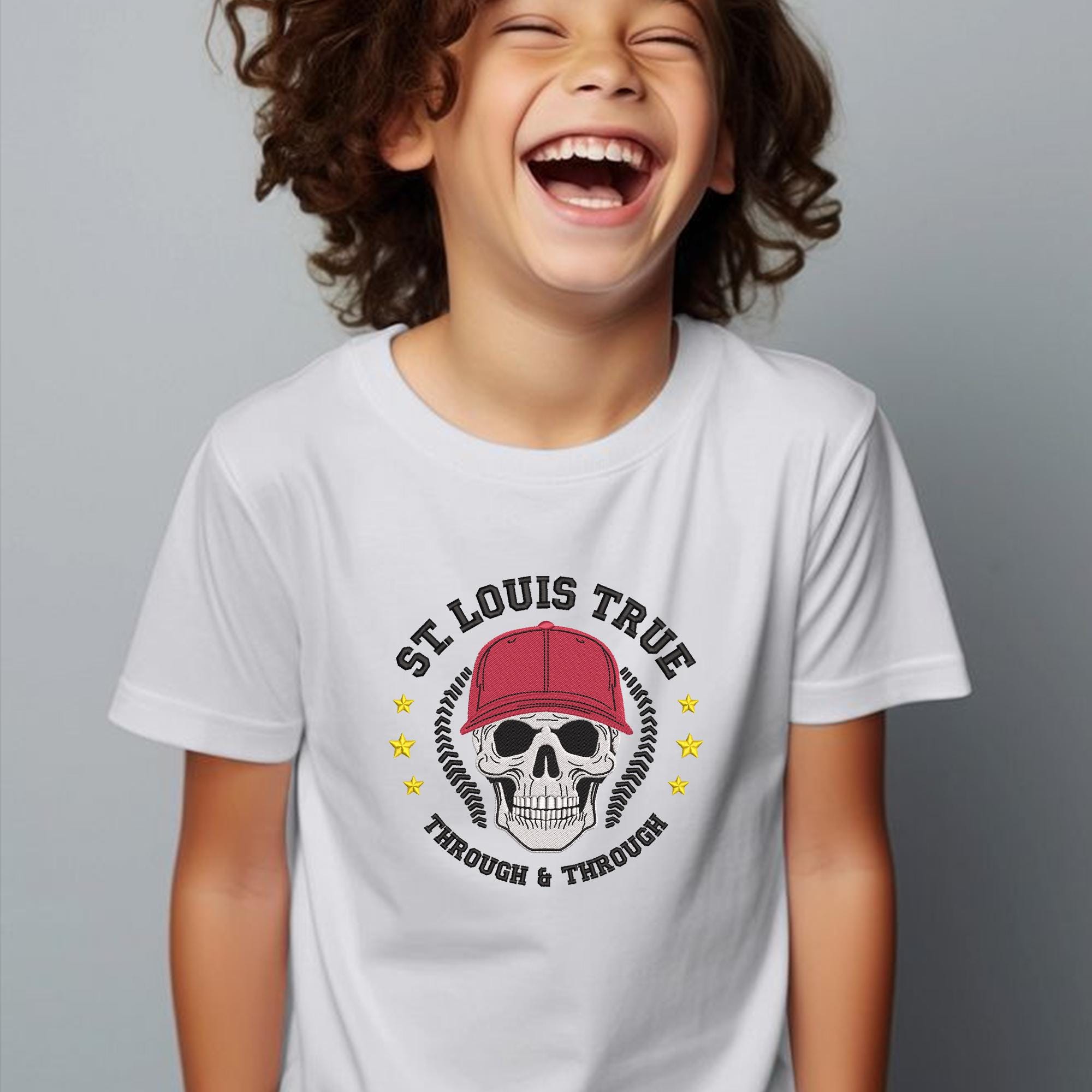St. Louis Baseball Embroidery Design Skull Machine